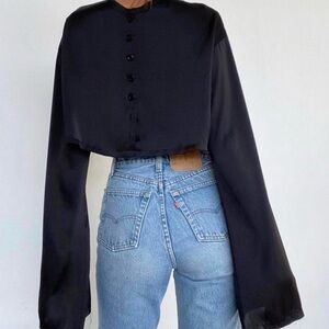 Orseund Iris authentic drop shoulder reversible exaggerated sleeve cropped top